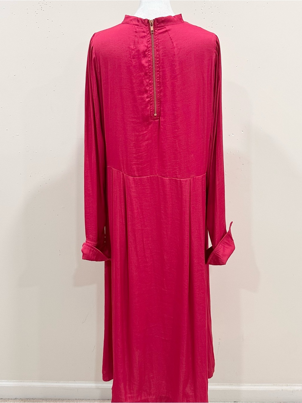 Free People Midi Dress Embroidered Long Sleeve Mock Neck Pink Size M - Picture 8 of 13
